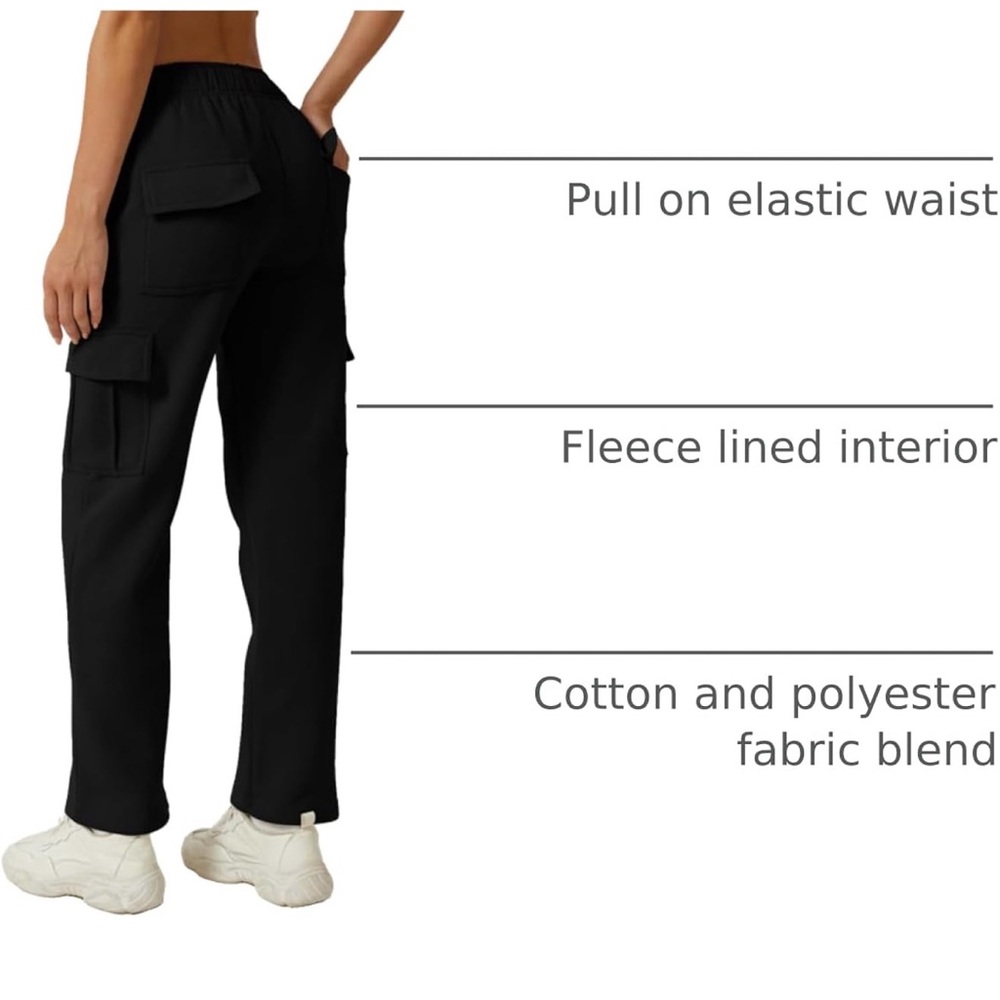 Stylish Black Fleece Cargo Pants for Women - Picture 6 of 7